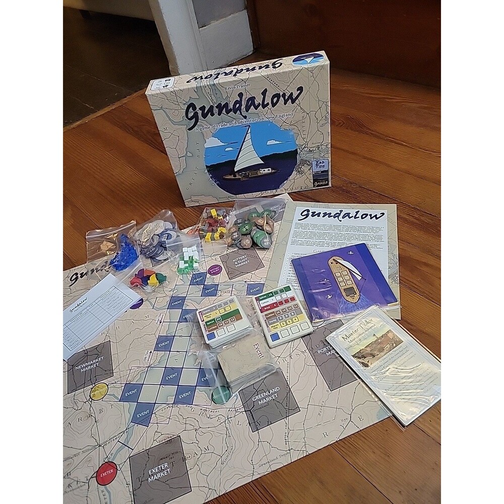 Gundalow Board Game RARE Ebb Tide Games COMPLETE Good Condition Sailing Trade NH